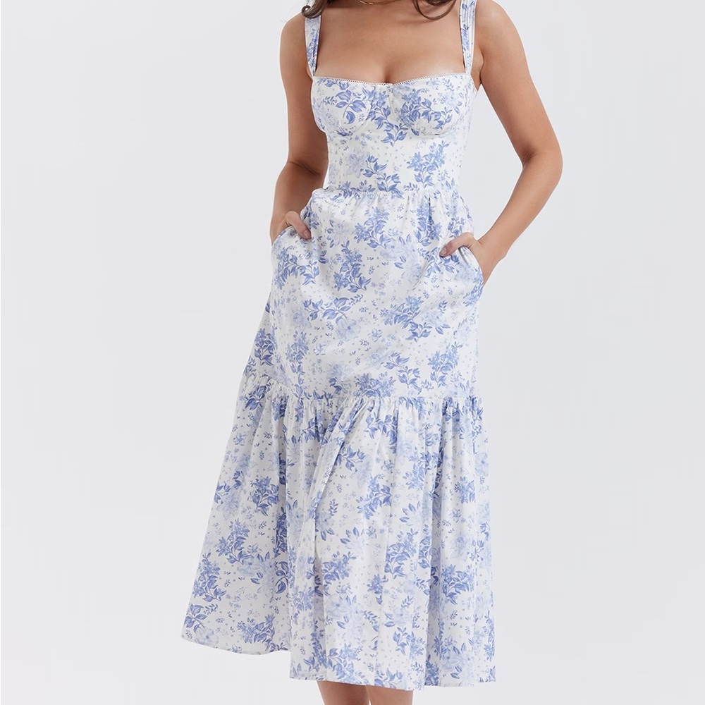 Elia Floral Stretch Cotton Blend Corset Sundress